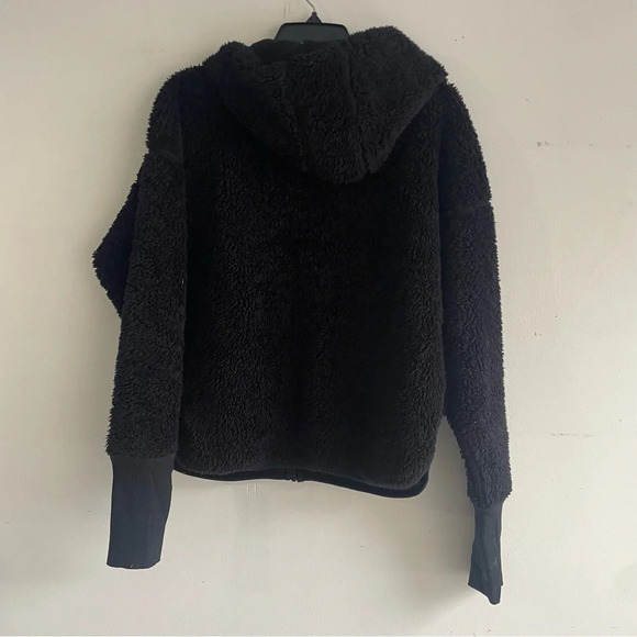 Athleta Black Zip Up Reversible Sherpa Hooded Jacket small tall nbnn - Picture 3 of 7